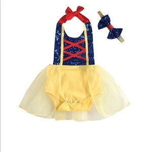 Snow White inspired romper for baby girl size 6-9 months